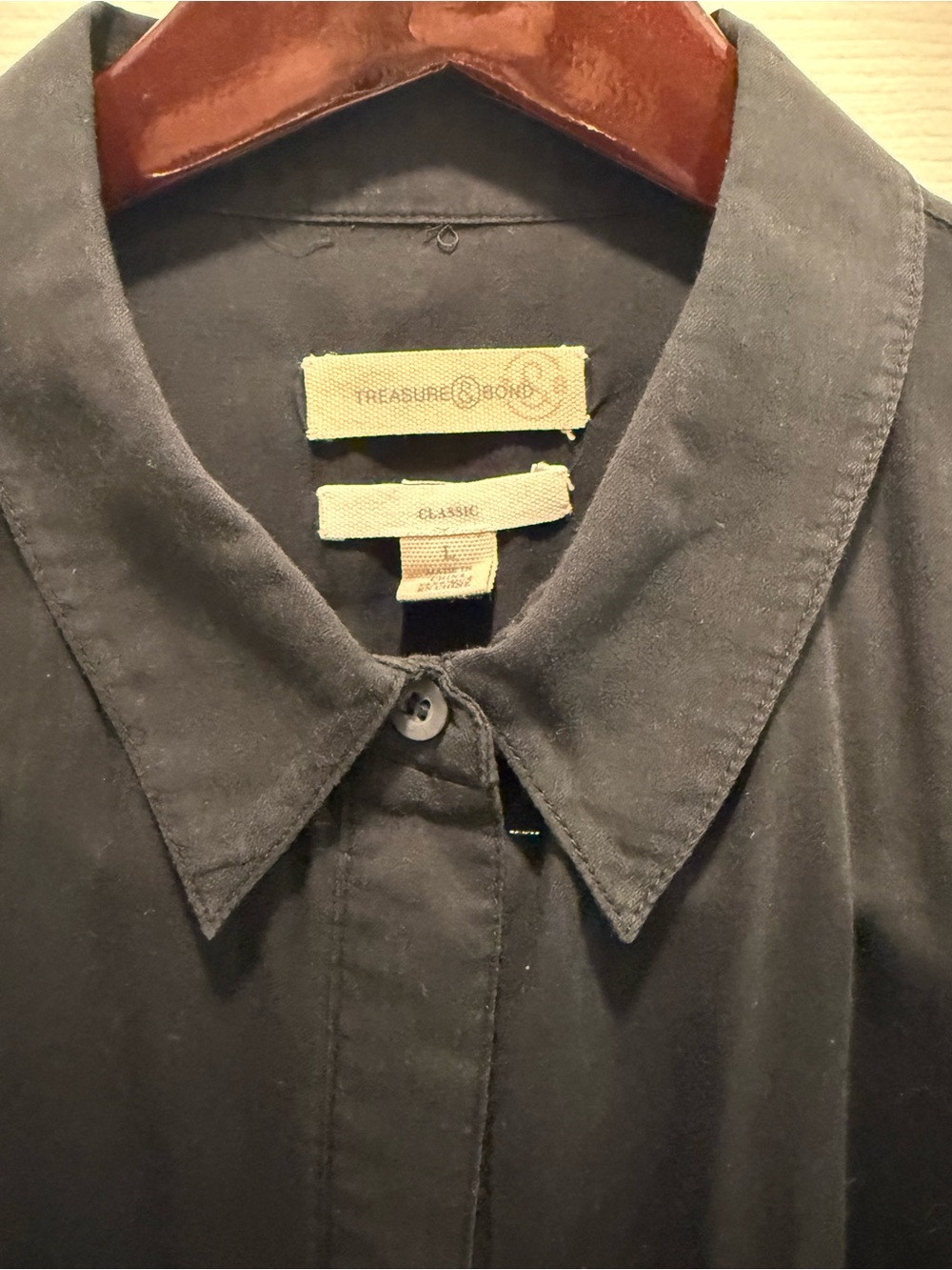 Black Womens Button-Up semi sheer Shirt by Treasure & Bond - Picture 5 of 7